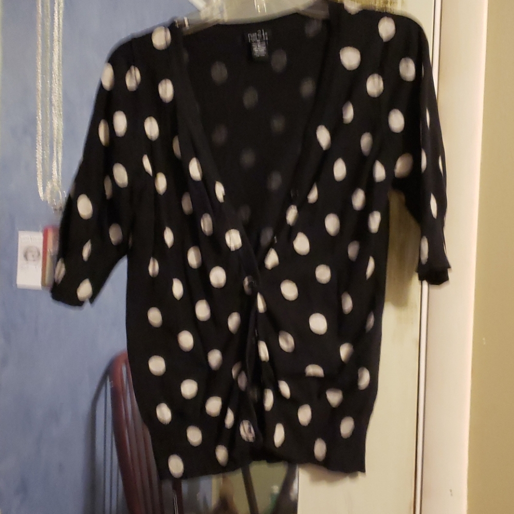 Black and white polka dot over sweater